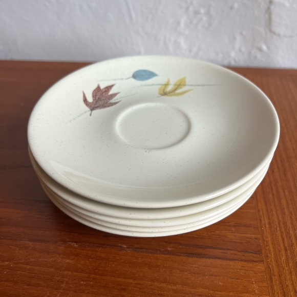 Franciscan Autumn Leaves 5 Saucer Plates Vintage MCM Pottery Mid Century Modern - Picture 9 of 9